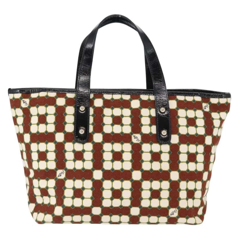 Bally Vintage Handbag Brown Canvas Good condition - Back View