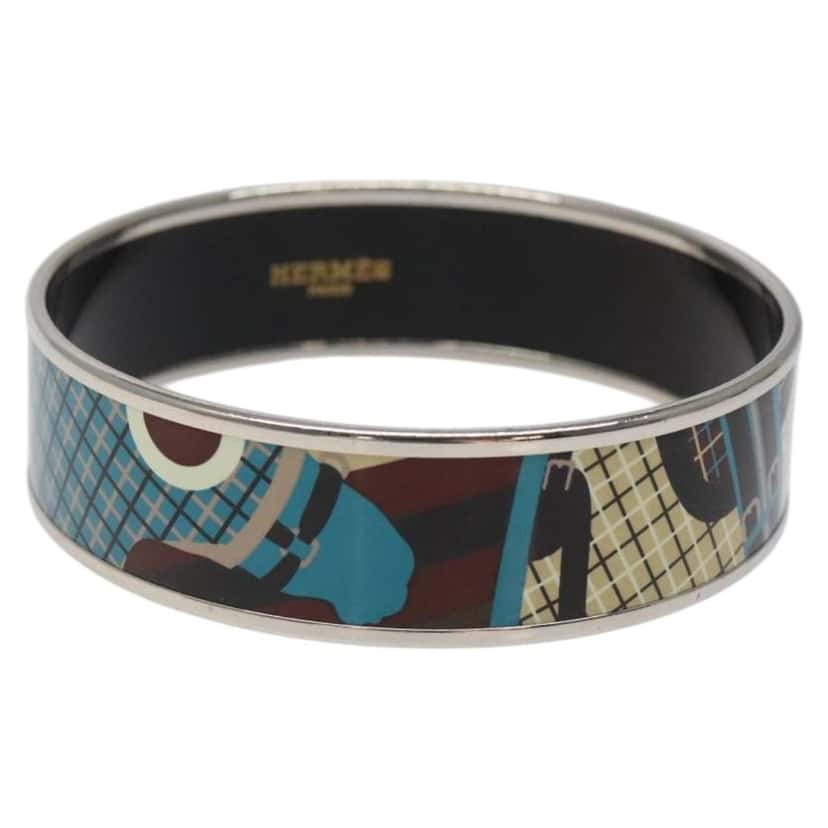 Hermès Vintage Bangle Bracelet Blue Metal Good condition - Front View