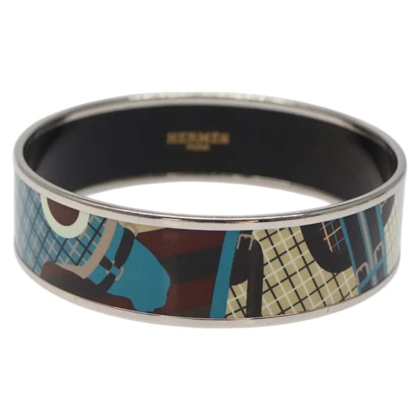 Hermès Vintage Bangle Bracelet Blue Metal Good condition - Back View