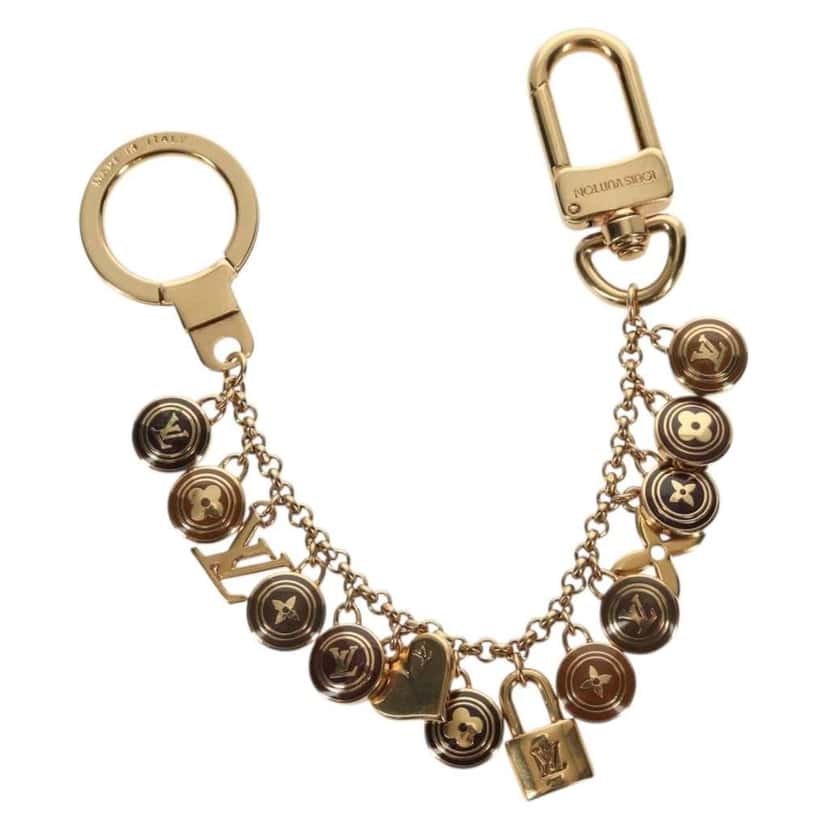 Louis Vuitton Pastilles Bag Charm and Key Holder Gold Metal Good condition - Back View