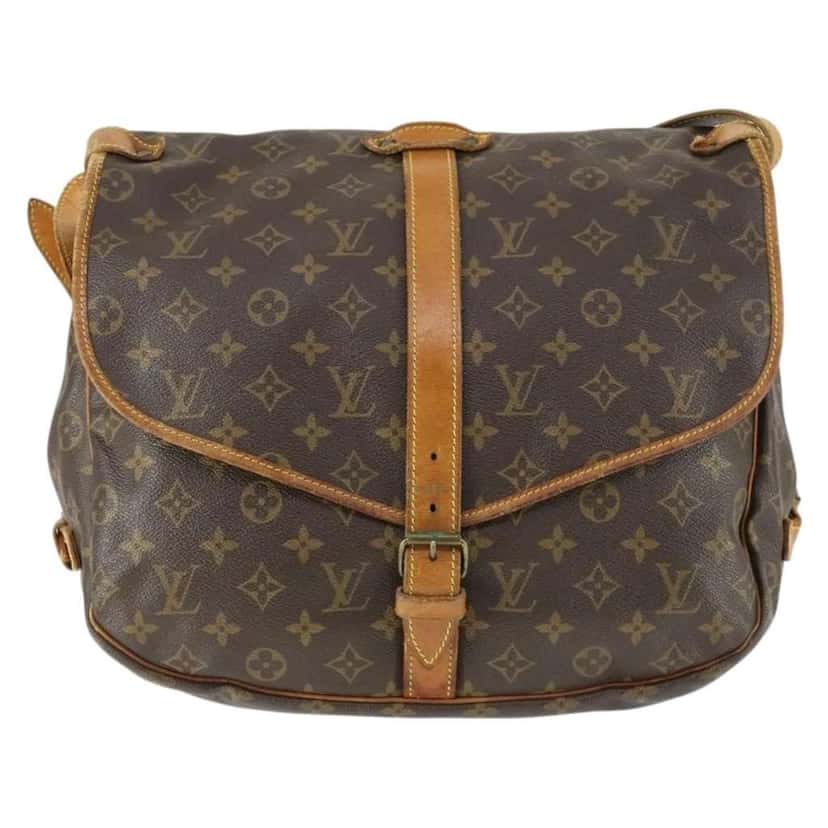Louis Vuitton Saumur Handbag Brown Canvas Fair condition - Front View