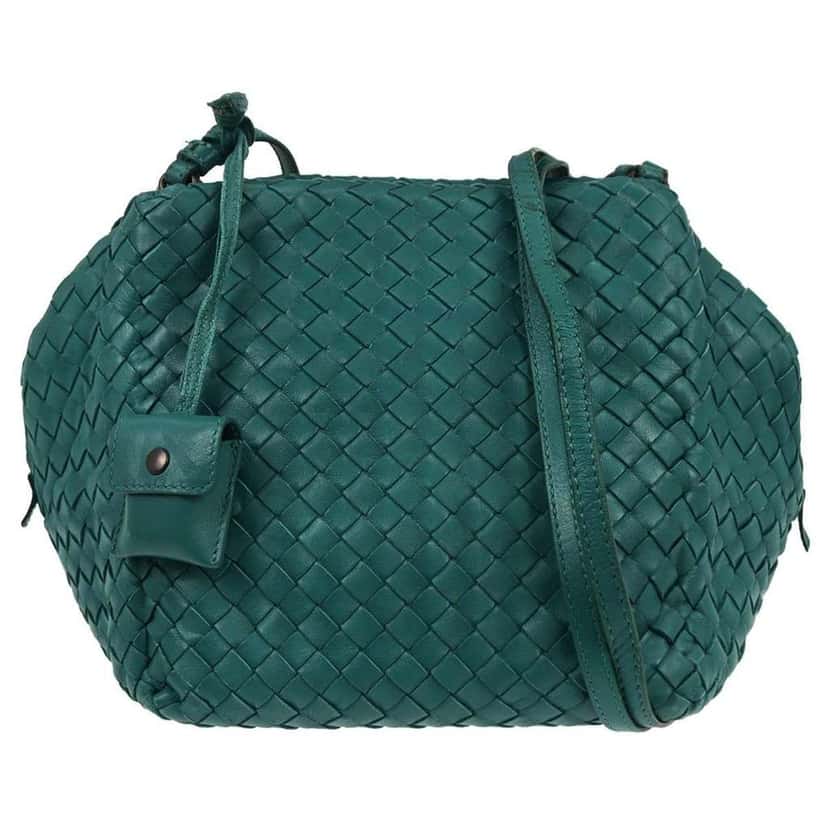 Bottega Veneta Zip Cube Messenger Green Leather Good condition - Front View