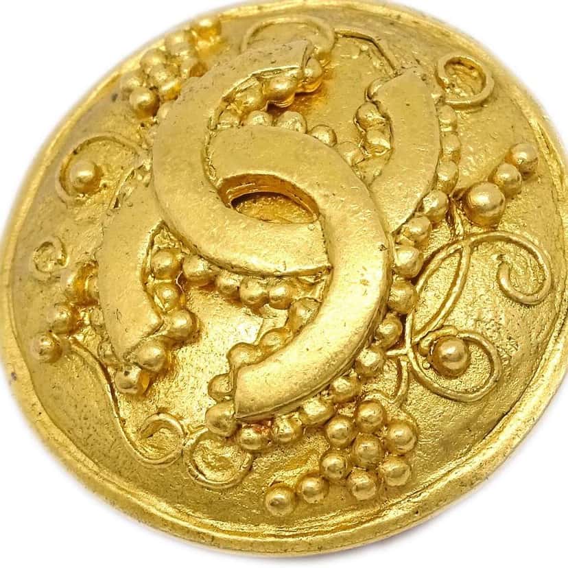 Chanel Vintage Round CC Clip-On Earrings Gold Good condition - Inside View