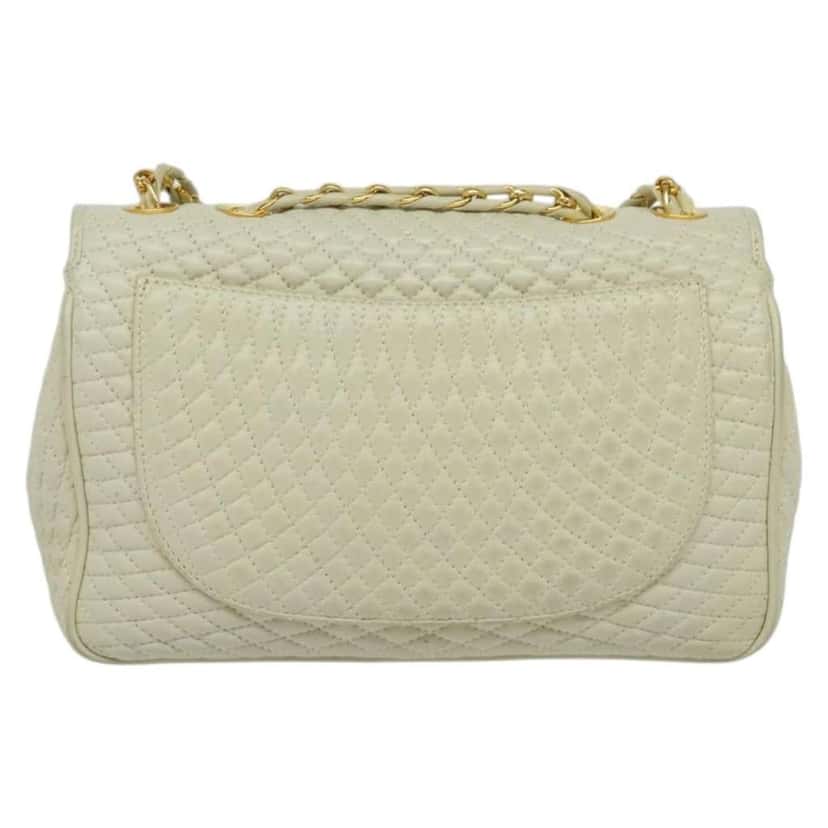 Bally Vintage Chain Shoulder Bag White Leather Good condition - Back View