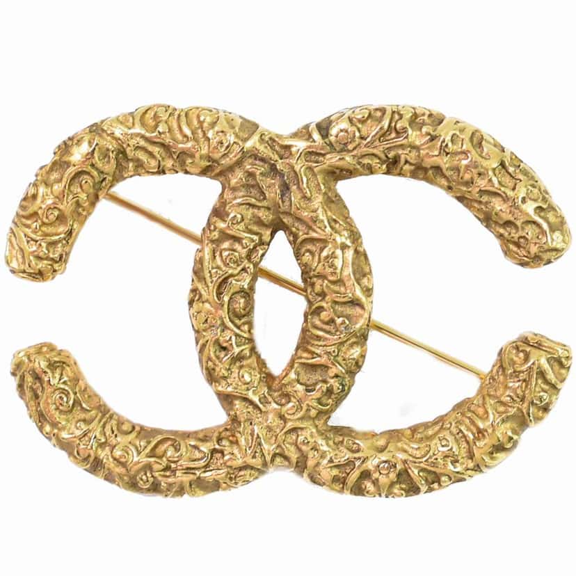 Chanel CC Brooch Gold Good condition - Front View