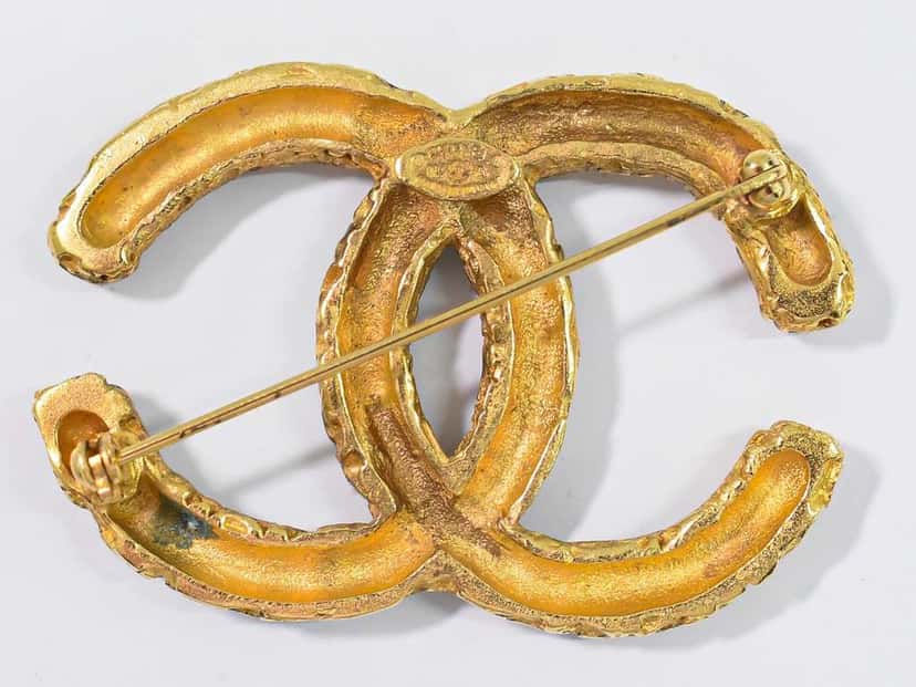 Chanel CC Brooch Gold Good condition - Back View