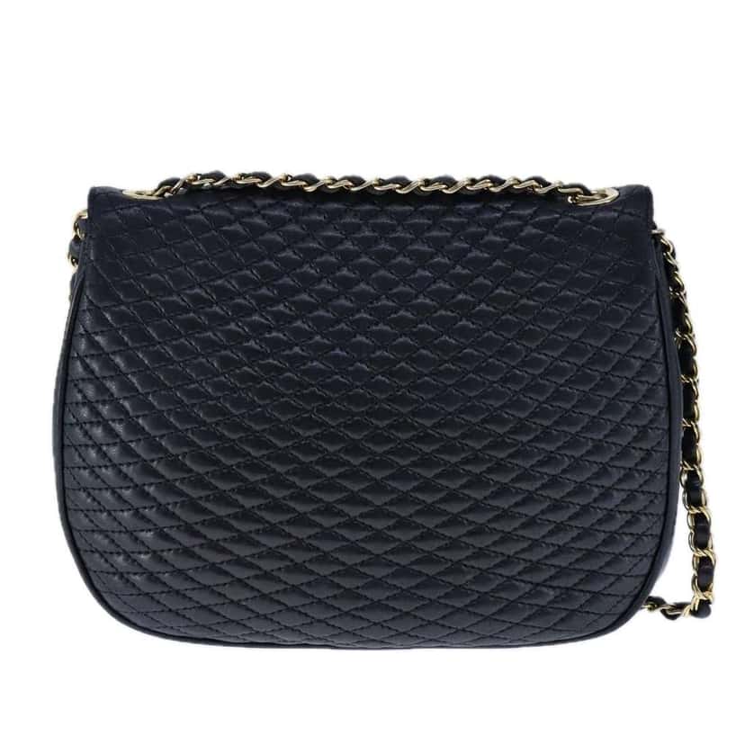 Bally Vintage Chain Shoulder Bag Black Leather Good condition - Back View