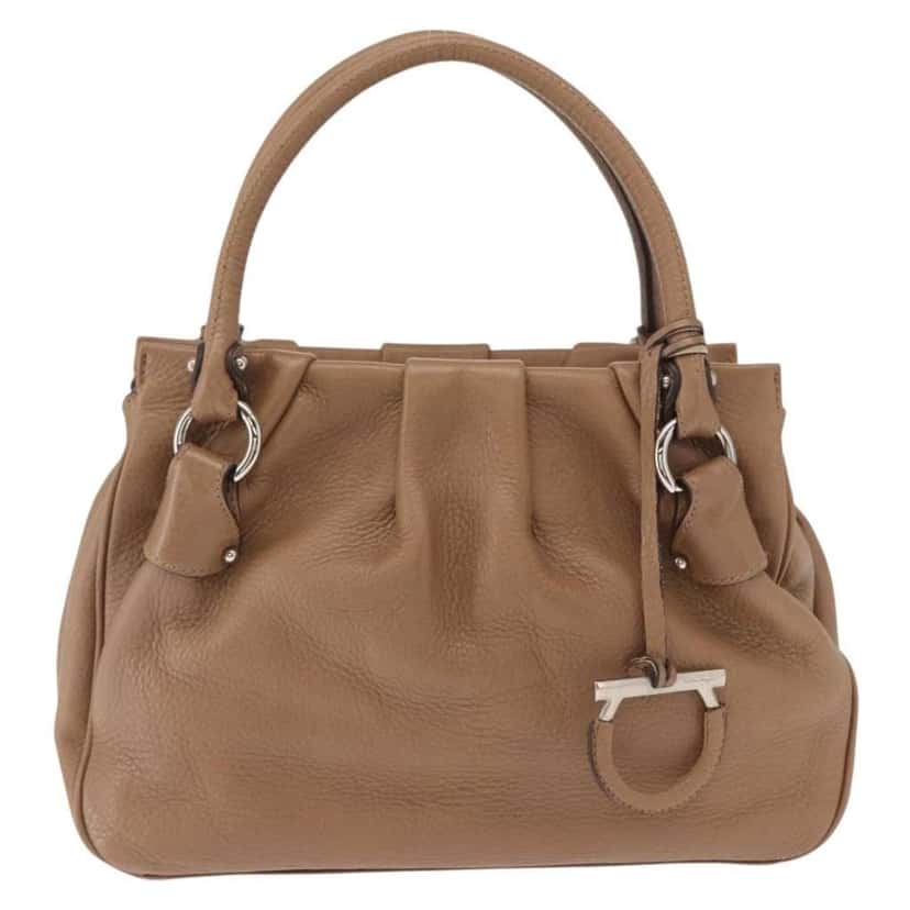 Salvatore Ferragamo Gancini handbag Brown Leather Good condition - Front View