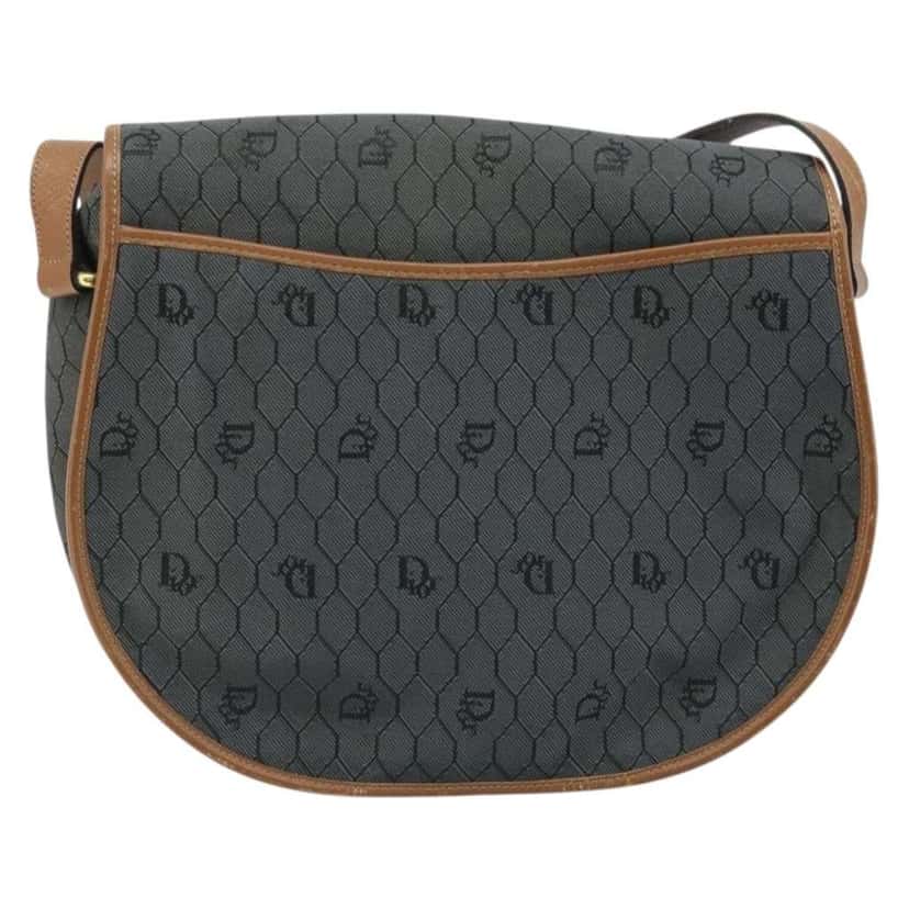 Christian Dior Vintage Honeycomb Flap Crossbody Bag Black Canvas Good condition - Back View