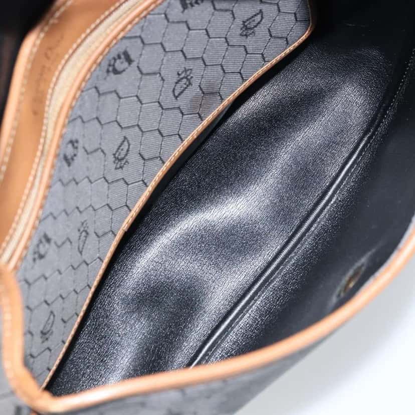 Christian Dior Vintage Honeycomb Flap Crossbody Bag Black Canvas Good condition - Box View