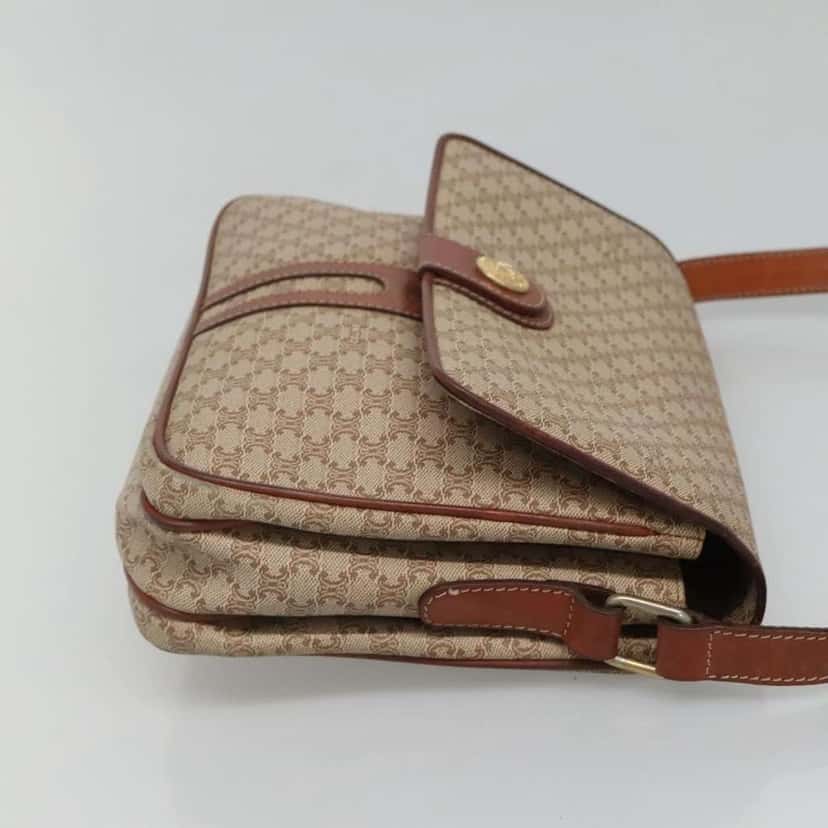 Celine Vintage Macadam Shoulder Bag Beige Canvas Good condition - Inside View