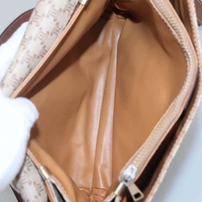 Celine Vintage Macadam Shoulder Bag Beige Canvas Good condition - Box View