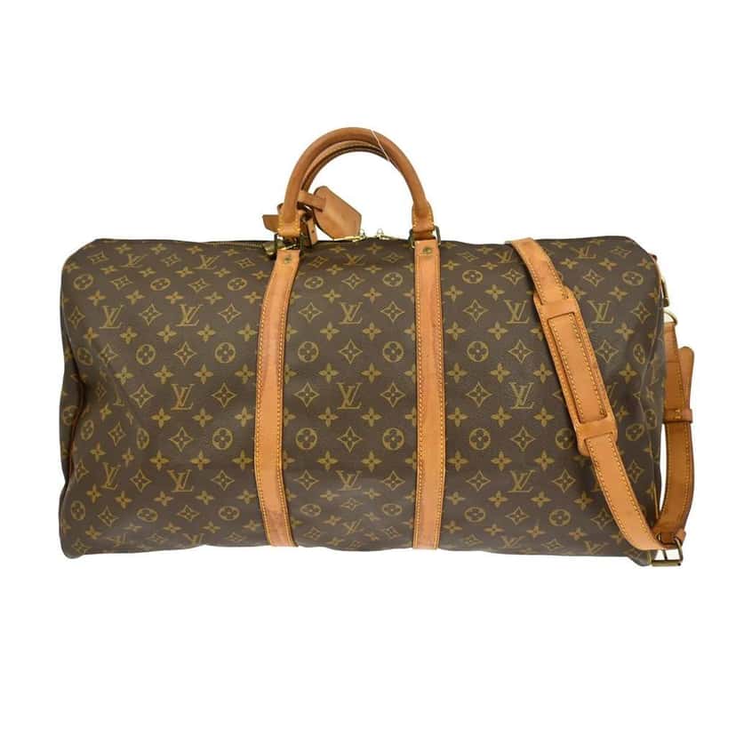 Louis Vuitton Keepall Bandouliere Bag Brown Canvas Good condition - Front View