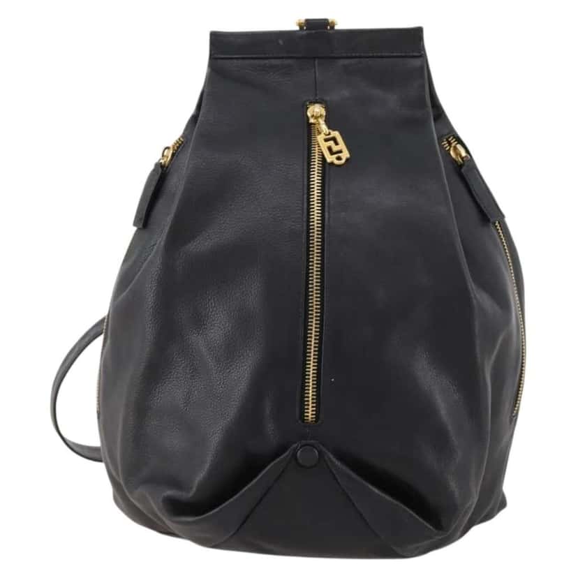 Versace Vintage Shoulder Bag Black Leather Good condition - Front View