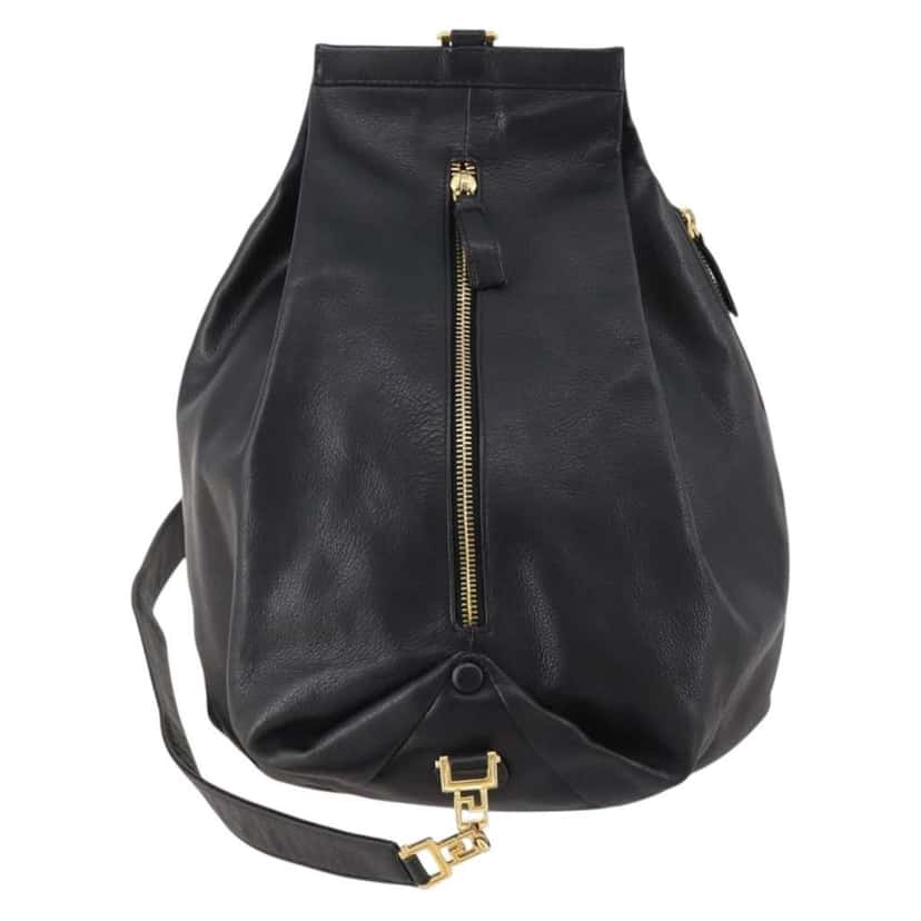 Versace Vintage Shoulder Bag Black Leather Good condition - Back View