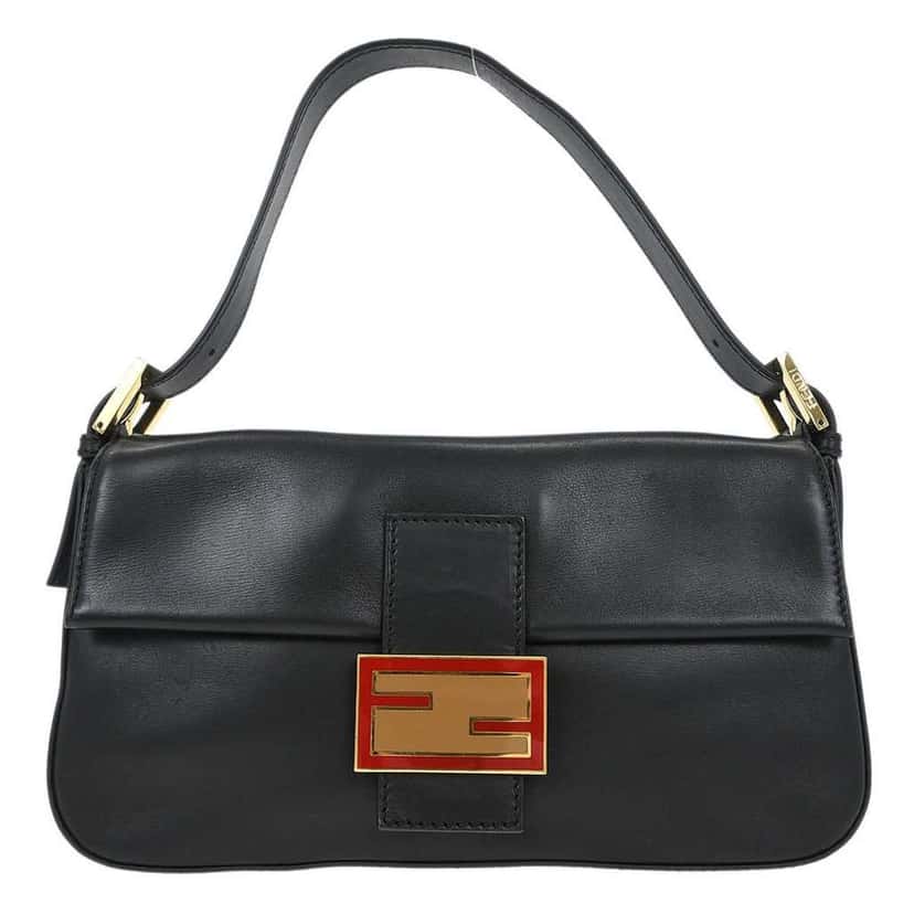 Fendi Baguette Bag Black Leather Good condition - Front View
