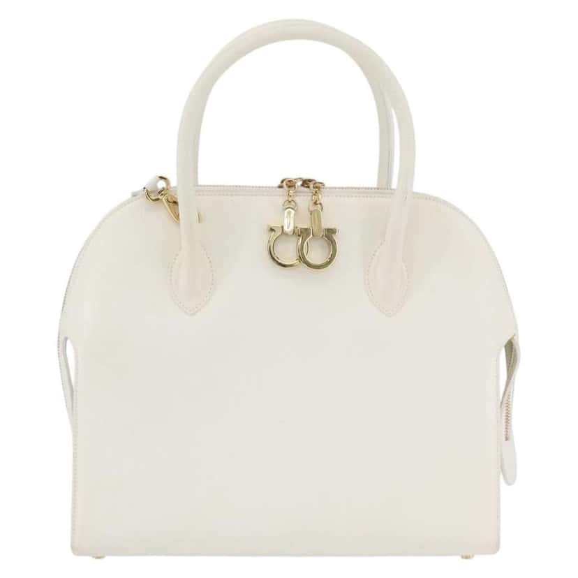 Salvatore Ferragamo Gancini handbag White Leather Fair condition - Front View