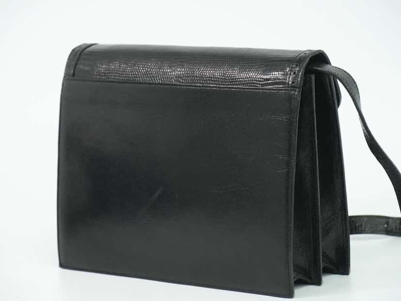 Saint Laurent Vintage Shoulder Bag Black Leather Good condition - Back View