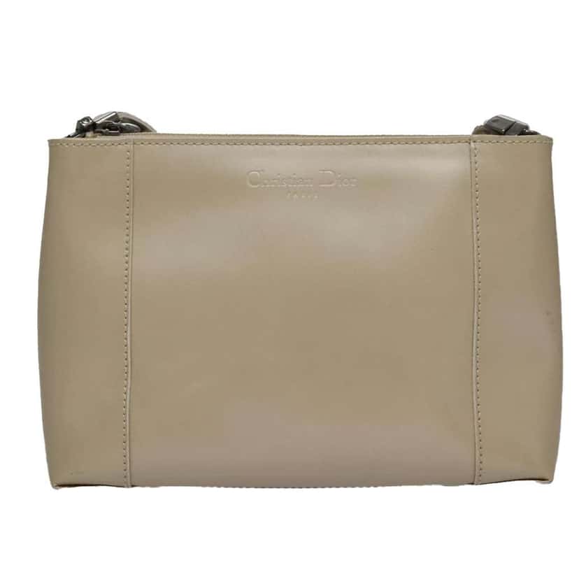 Christian Dior Vintage Zip Shoulder Bag Beige Good condition - Front View