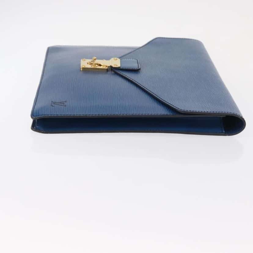 Louis Vuitton Porte-Documents Senateur Bag Blue Leather Good condition - Inside View