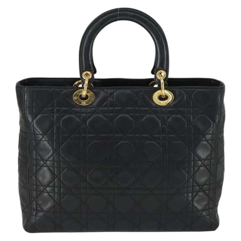 Christian Dior Vintage Lady Dior Bag Black Leather Good condition - Back View