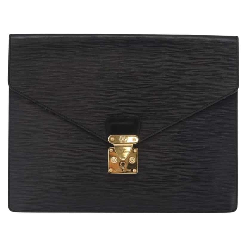 Louis Vuitton Porte-Documents Senateur Bag Black Leather Good condition - Front View