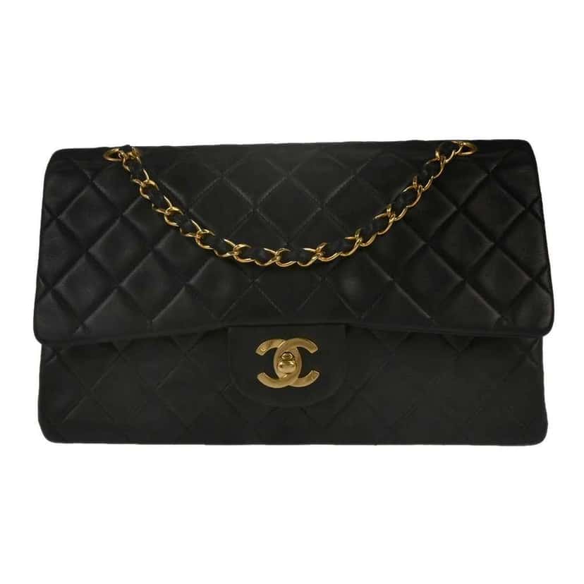 Chanel Timeless - Classic Double Flap Bag Black Leather Good condition - Front View
