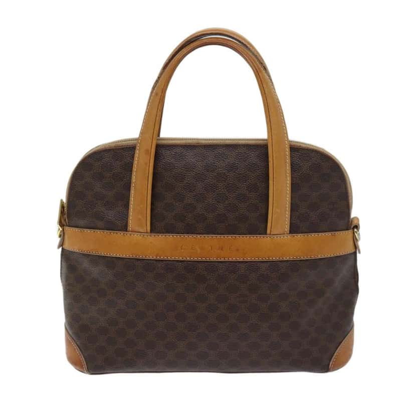 Celine Vintage Macadam Handbag Brown Canvas Fair condition - Front View