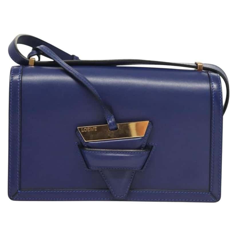 Loewe Barcelona Shoulder Bag Blue Leather Good condition - Front View