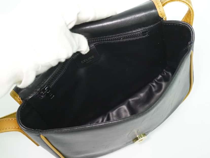 Celine Vintage Shoulder Bag Black Leather Good condition - Inside View