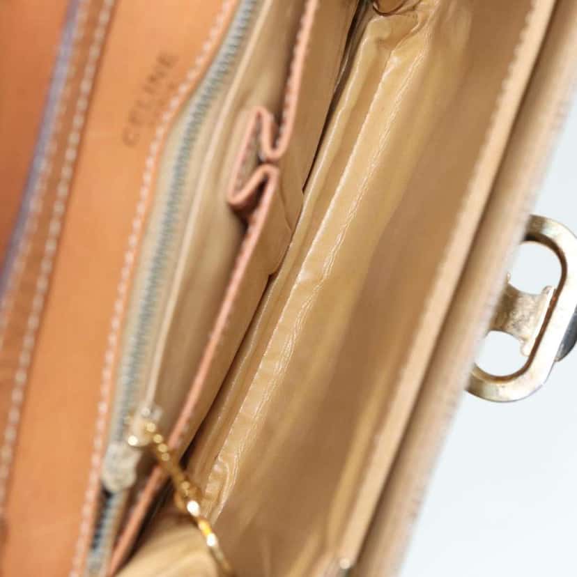 Celine Vintage Macadam Shoulder Bag Beige Canvas Good condition - Box View