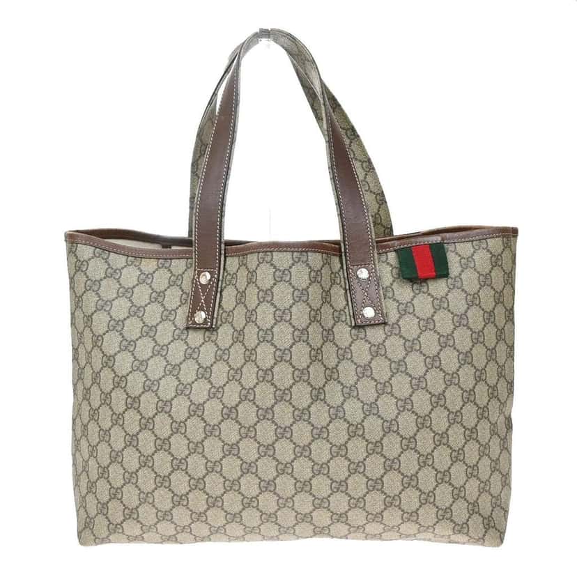 Gucci Web Loop Tote Brown Canvas Good condition - Front View