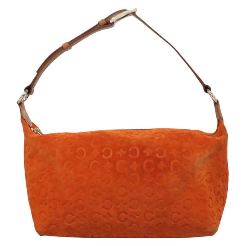 Celine C Macadam Handbag Orange Suede Good condition - Front View
