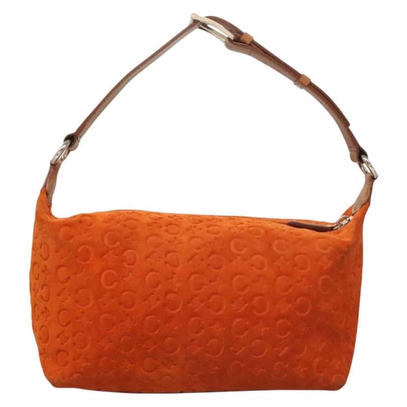 Celine C Macadam Handbag Orange Suede Good condition - Back View