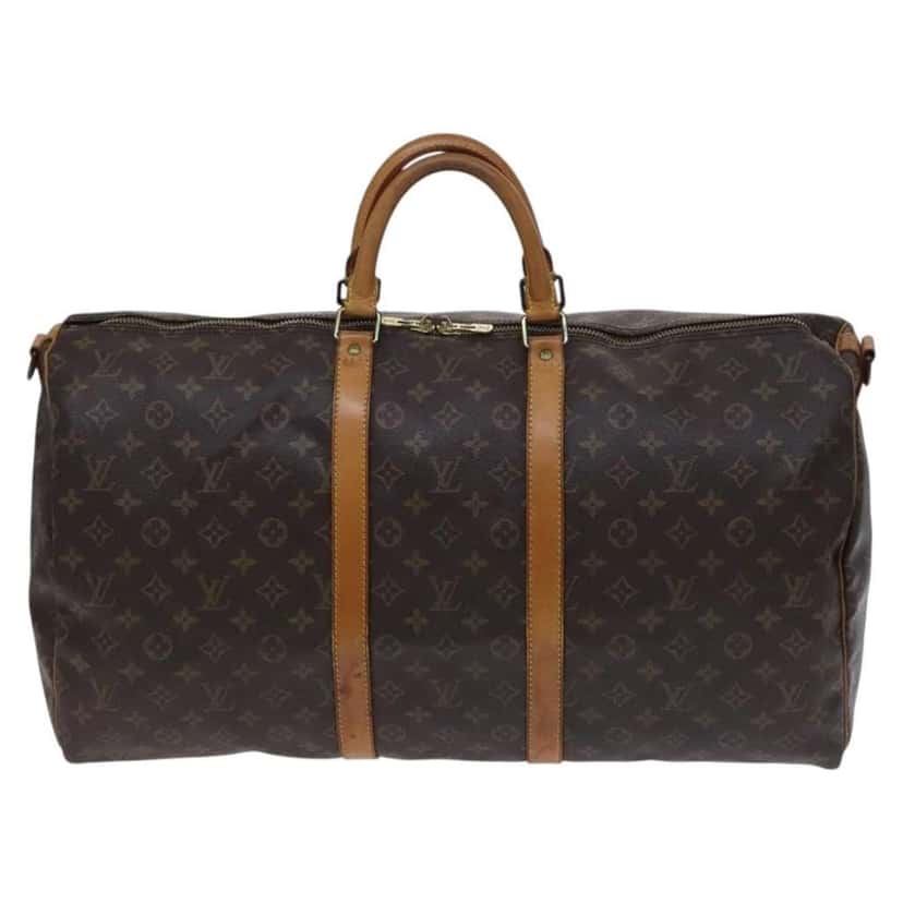 Louis Vuitton Keepall Bandouliere Bag Brown Canvas Fair condition - Front View