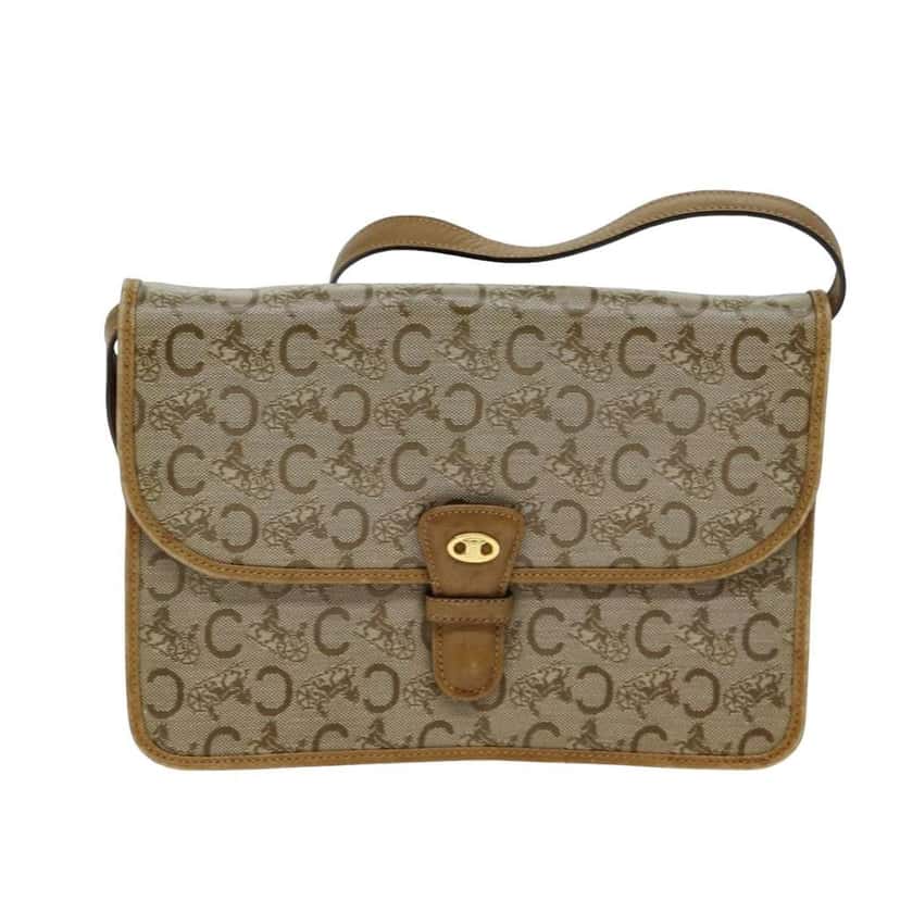 Celine C Macadam Shoulder bag Beige Canvas Good condition - Front View