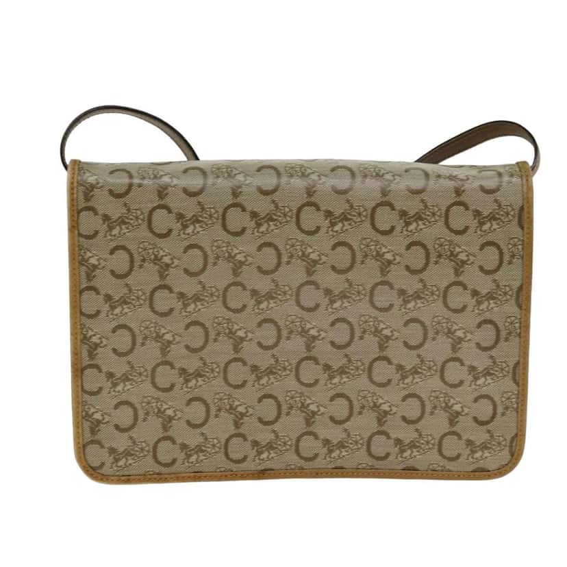 Celine C Macadam Shoulder bag Beige Canvas Good condition - Back View