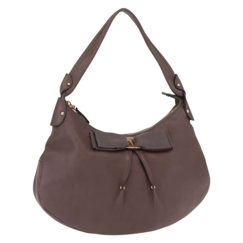 Salvatore Ferragamo Vala Handbag Brown Leather Good condition - Front View