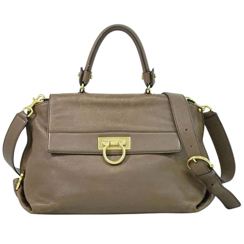Salvatore Ferragamo Sofia Satchel Brown Leather Fair condition - Front View