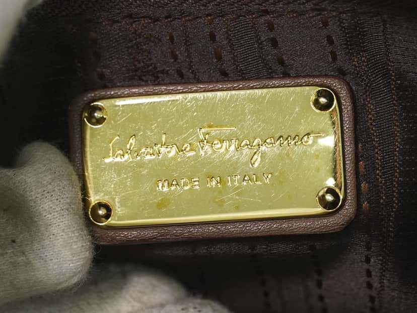 Salvatore Ferragamo Sofia Satchel Brown Leather Fair condition - Model View