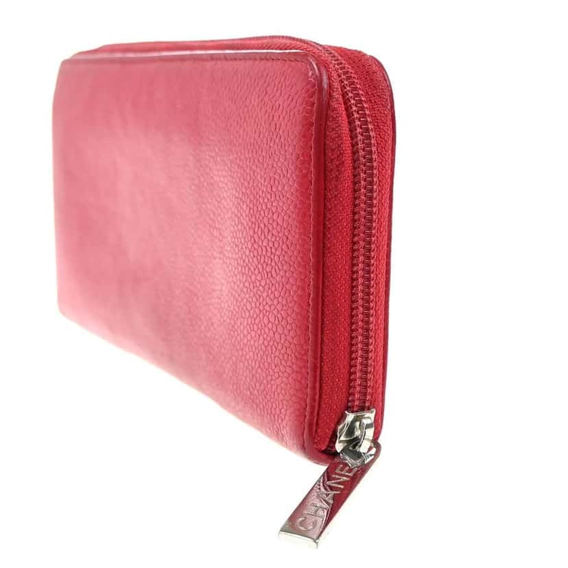 Chanel Timeless CC Zipped Organizer Wallet Red Leather Good condition - Model View