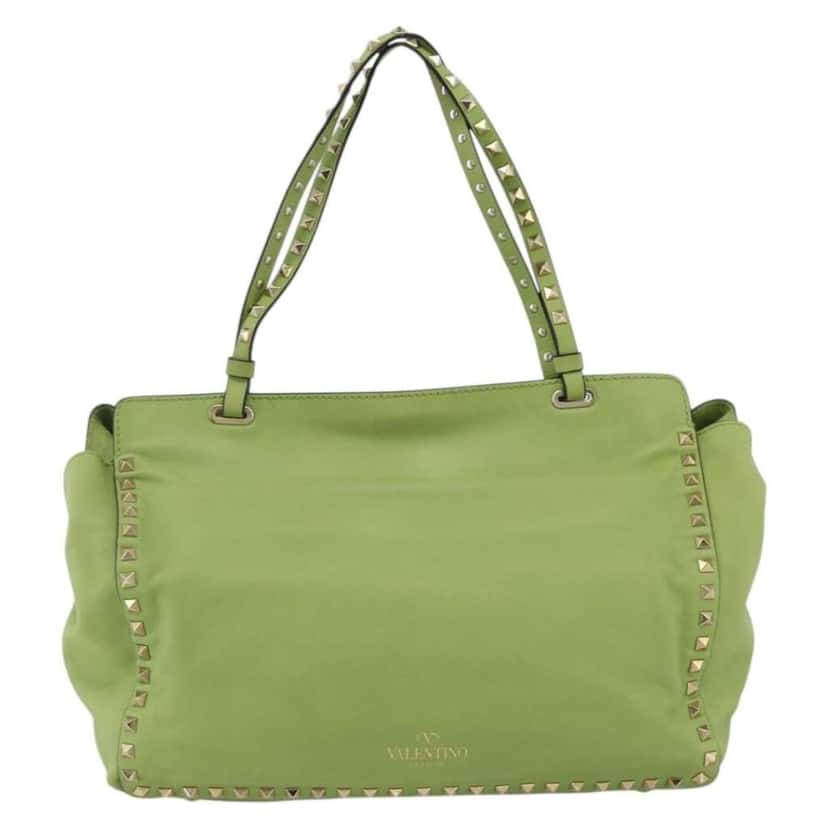 Valentino Garavani Rockstud Tote Green Leather Good condition - Back View