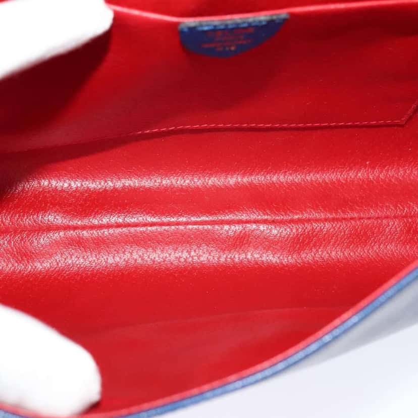 Celine Vintage Circle Logo Crossbody Bag Blue Leather Fair condition - Box View