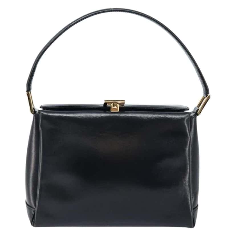 Gucci Vintage Convertible Box Crossbody Bag Black Leather Good condition - Front View