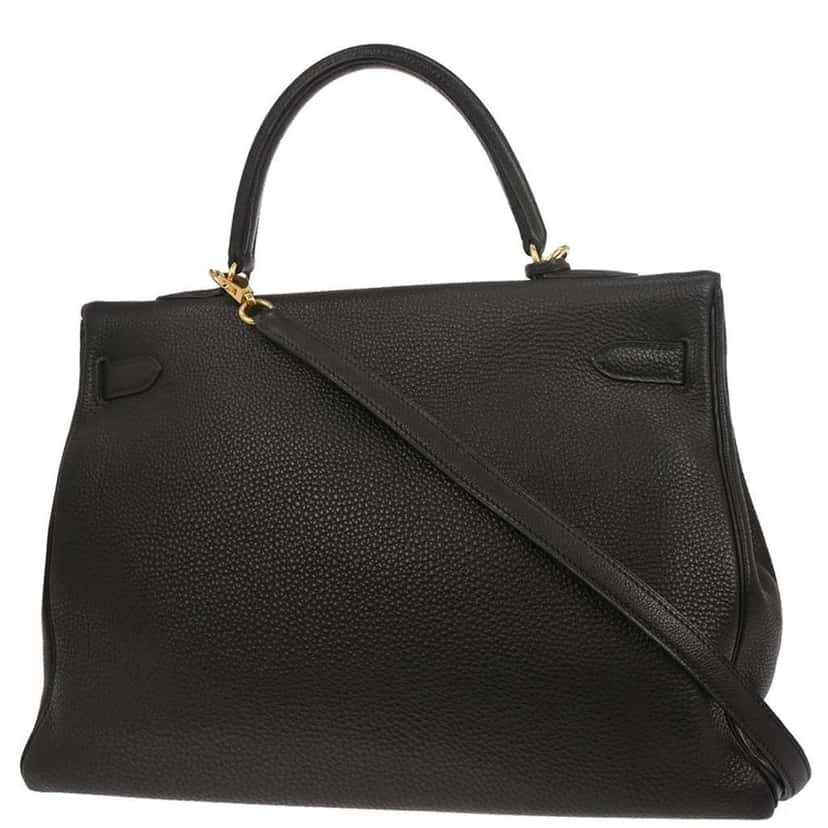 Hermès Kelly Handbag Black Leather Good condition - Back View