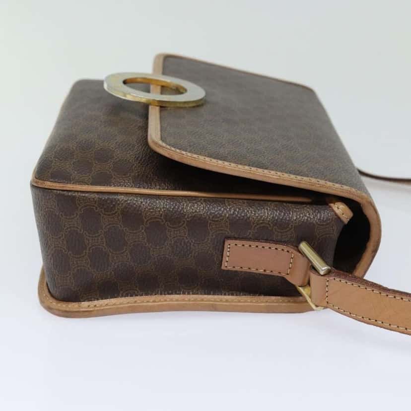 Celine Circle Logo Shoulder Bag Brown Canvas Good condition - Inside View