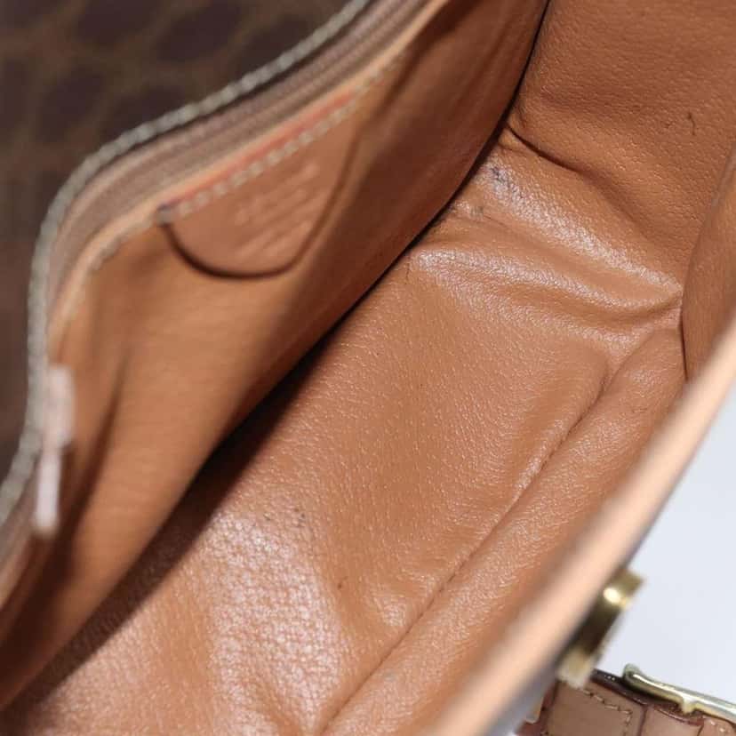 Celine Circle Logo Shoulder Bag Brown Canvas Good condition - Box View