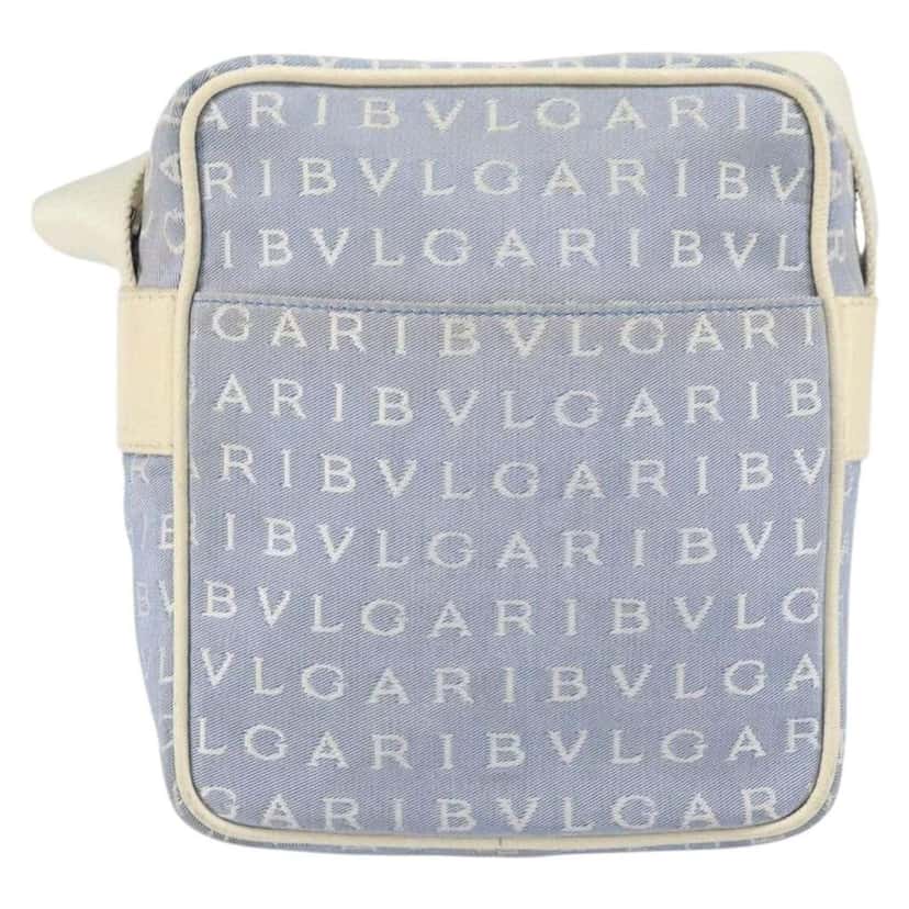 Bvlgari Logomania Shoulder Bag Blue Canvas Good condition - Front View