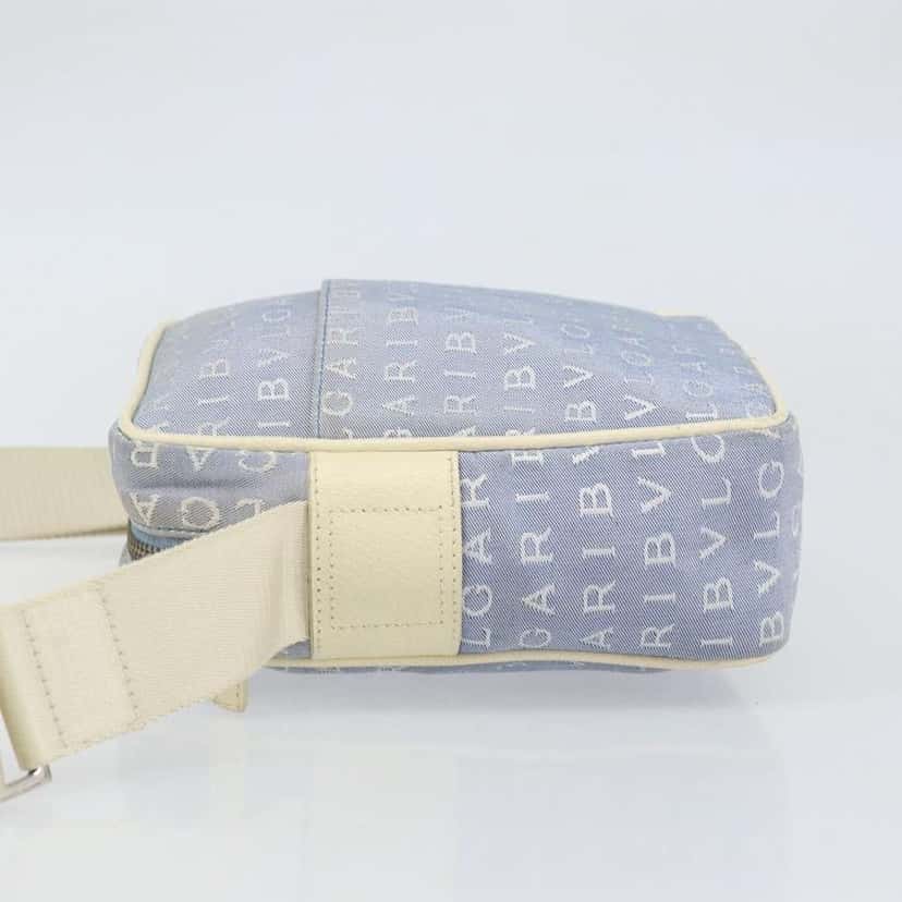 Bvlgari Logomania Shoulder Bag Blue Canvas Good condition - Model View