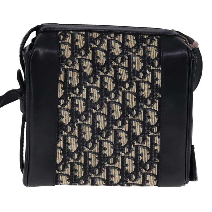 Christian Dior Vintage Zip Shoulder Bag Navy Canvas Good condition - Back View